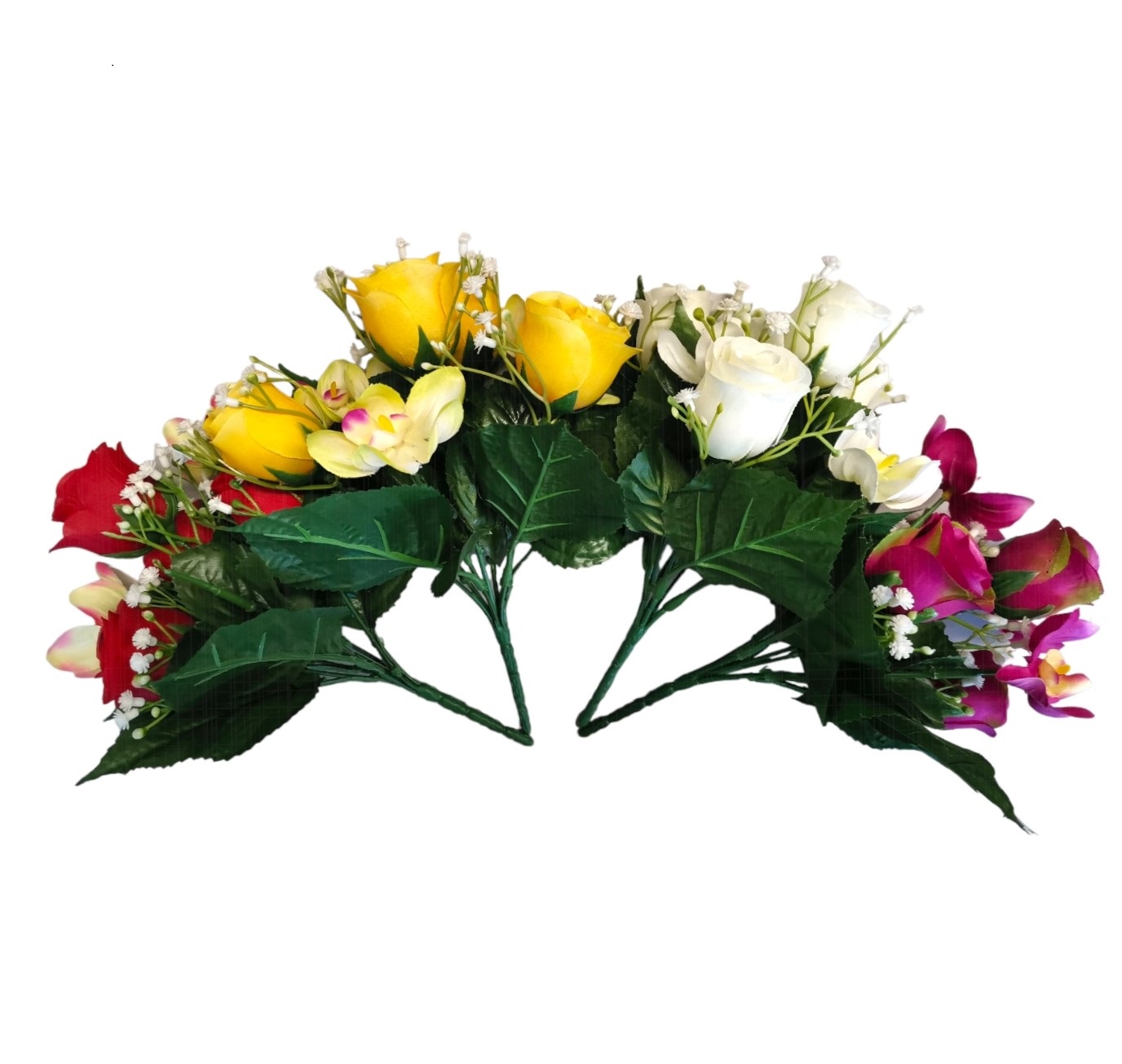 MINI BUSH ORCHID ROSE X7 26CM BT RD CR YL